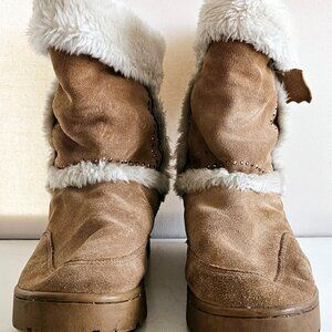 Calstep Winter Womens Boots with Sequins - Leather - Brown Size 9